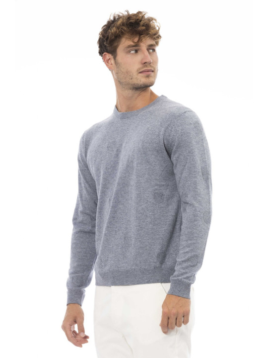 Grauer Herren Strickpullover Baumwolle