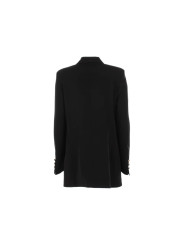 Suits & Blazers Elegant Black Crepe Double-Breasted Jacket 300,00 € 8050716444287 | Planet-Deluxe