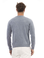 Grauer Strickpullover mit Texturmuster