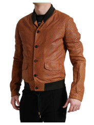 Jackets Elegant Leather Perforated Bomber Jacket 7.070,00 € 8056538466391 | Planet-Deluxe