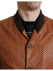 Jackets Elegant Leather Perforated Bomber Jacket 7.070,00 € 8056538466391 | Planet-Deluxe