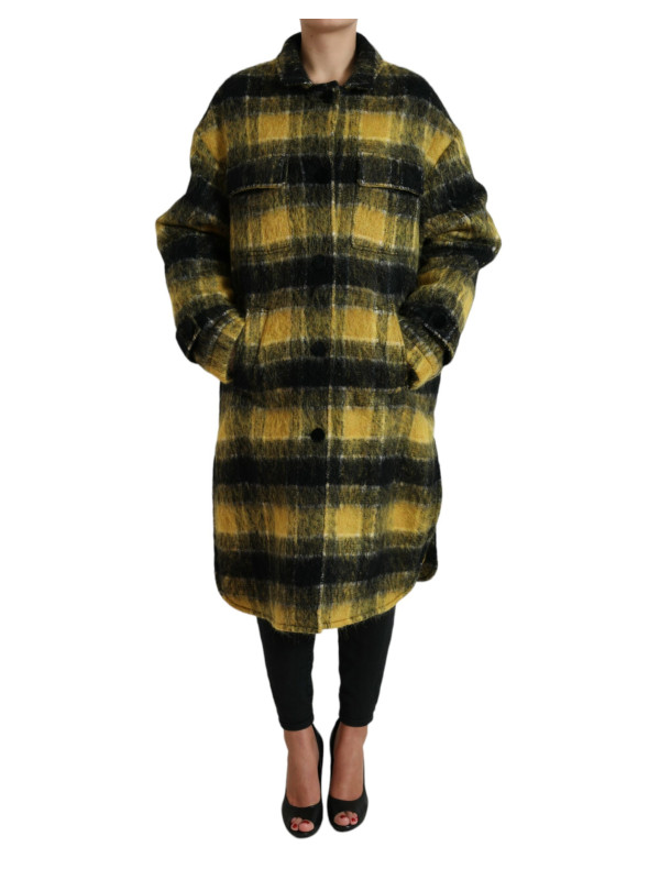 Jackets & Coats Chic Plaid Long Coat in Sunshine Yellow 9.630,00 € 8057142122727 | Planet-Deluxe