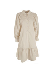 Dresses Beige Cotton Dress with Gathered Sleeves 200,00 € 8050716475670 | Planet-Deluxe