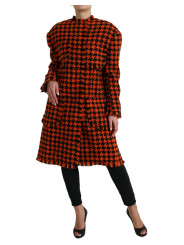 Jackets & Coats Elegant Houndstooth Long Coat in Vibrant Orange 6.830,00 € 8058990139929 | Planet-Deluxe