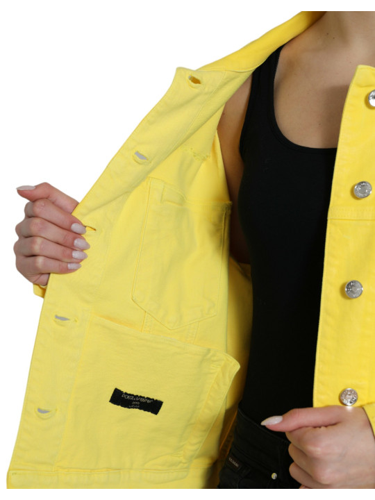 Jackets & Coats Chic Yellow Denim Button-Down Jacket 2.790,00 € 8052145415227 | Planet-Deluxe