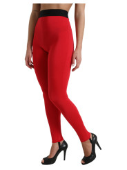 Jeans & Pants Elegant High Waist Red Leggings 1.680,00 € 8050246187982 | Planet-Deluxe