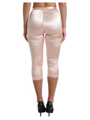 Jeans & Pants Chic Pink High Waist Cropped Silk Pants 1.680,00 € 8059579441327 | Planet-Deluxe