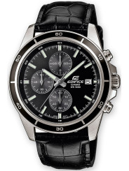 Schwarze Casio Edifice Herrenuhr Leder