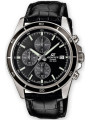 Schwarze Casio Edifice Herrenuhr Leder