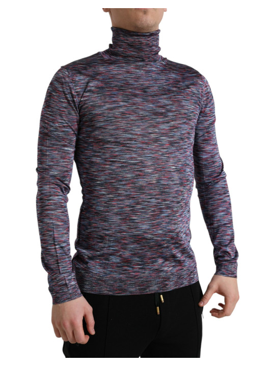 Sweaters Elegant Turtleneck Pullover Sweater in Blue Purple 1.800,00 € 8052145447488 | Planet-Deluxe