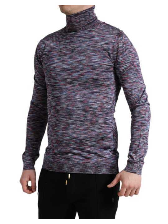 Sweaters Elegant Turtleneck Pullover Sweater in Blue Purple 1.800,00 € 8052145447488 | Planet-Deluxe