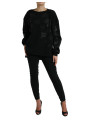 Sweaters Elegant Black Floral Applique Sweater 1.820,00 € 8059579021673 | Planet-Deluxe