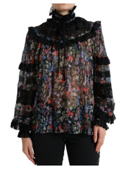 Tops & T-Shirts Elegant Floral Silk Blouse with Lace Trim 2.380,00 € 8057142123328 | Planet-Deluxe