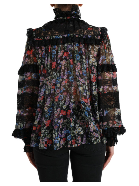 Tops & T-Shirts Elegant Floral Silk Blouse with Lace Trim 2.380,00 € 8057142123328 | Planet-Deluxe