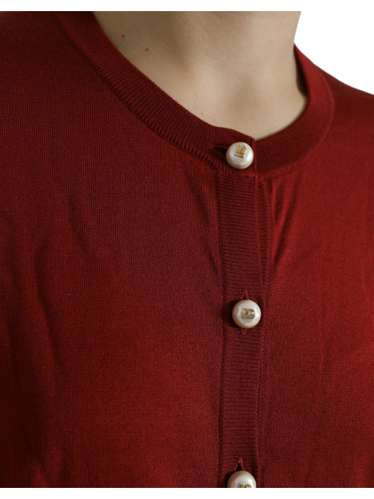 Sweaters Silk Button Front Cardigan in Maroon Mix 4.050,00 € 8057142392212 | Planet-Deluxe