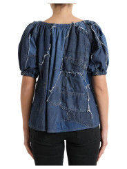 Tops & T-Shirts Elegant Cotton Denim Blouse Top 1.950,00 € 8059579047284 | Planet-Deluxe