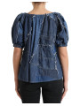 Tops & T-Shirts Elegant Cotton Denim Blouse Top 1.950,00 € 8059579047284 | Planet-Deluxe