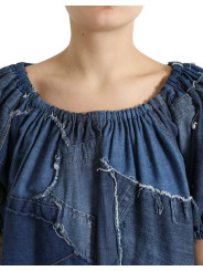 Tops & T-Shirts Elegant Cotton Denim Blouse Top 1.950,00 € 8059579047284 | Planet-Deluxe