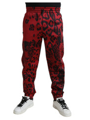 Jeans & Pants Elegant Leopard Print Joggers in Red and Black 2.100,00 € 8057142937567 | Planet-Deluxe