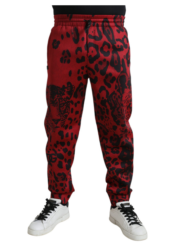 Jeans & Pants Elegant Leopard Print Joggers in Red and Black 2.100,00 € 8057142937567 | Planet-Deluxe