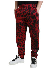 Jeans & Pants Elegant Leopard Print Joggers in Red and Black 2.100,00 € 8057142937567 | Planet-Deluxe