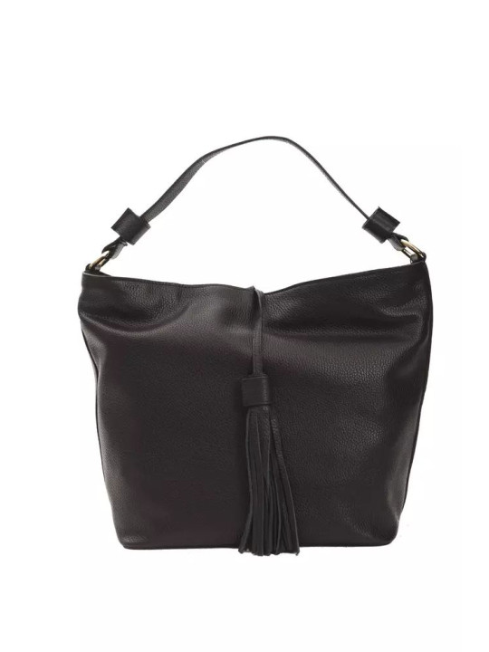 Shoulder Bags Sleek Black Leather Shoulder Bag 420,00 € 2000037361660 | Planet-Deluxe