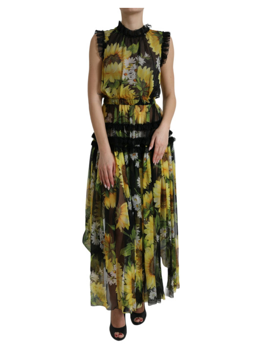 Dresses Elegant Sunflower Silk Maxi Dress 10.500,00 € 8059579073863 | Planet-Deluxe