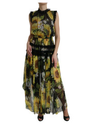 Dresses Elegant Sunflower Silk Maxi Dress 10.500,00 € 8059579073863 | Planet-Deluxe