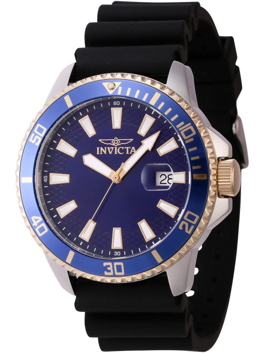 Schwarze Invicta Uhr mit blauem Zifferblatt