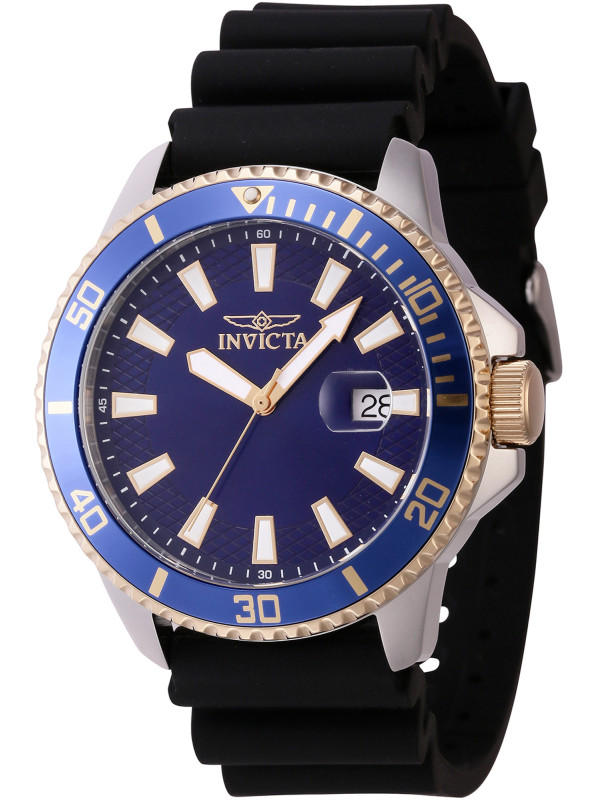 Schwarze Invicta Uhr mit blauem Zifferblatt Schwarze Invicta Uhr mit blauem Zifferblatt