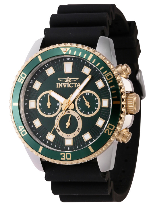 Grüne Invicta Taucheruhr mit Goldakzenten