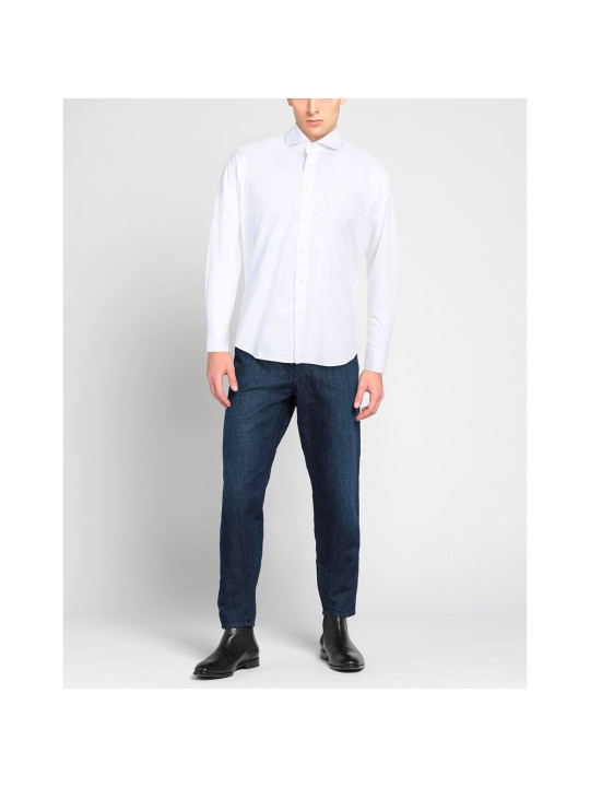 Shirts Sophisticated White Cotton Shirt with Embroidered Logo 300,00 €  | Planet-Deluxe