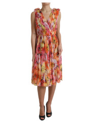 Dresses Elegant Floral Silk Midi Dress with V-Neck 7.020,00 € 8057142373761 | Planet-Deluxe