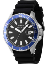 Schwarze Invicta Sportuhr mit blauem Ring