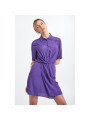 Dresses Chic Purple Flared Short Sleeve Shirtdress 500,00 € 8051523493093 | Planet-Deluxe