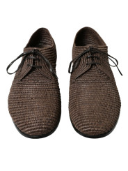 Formal Elegant Raffia Upper Derby Shoes - Lace Up in Brown 1.660,00 € 8050442210019 | Planet-Deluxe