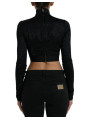 Tops & T-Shirts Elegant Black Cropped Top with Zip Closure 1.250,00 € 8052145875021 | Planet-Deluxe