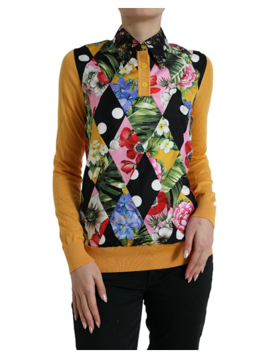 Sweaters Elegant Patchwork Henley Silk Blend Sweater 4.830,00 € 8057155993376 | Planet-Deluxe