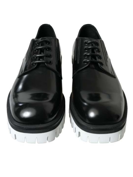 Formal Sophisticated Black and White Leather Derby Shoes 2.200,00 € 8056305732308 | Planet-Deluxe
