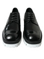 Formal Sophisticated Black and White Leather Derby Shoes 2.200,00 € 8056305732308 | Planet-Deluxe