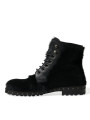 Boots Elegant Black Calf Leather Lace-Up Boots 1.380,00 € 8054802100712 | Planet-Deluxe