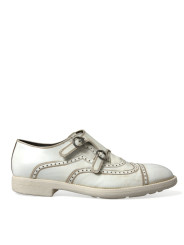 Formal Elegant White Leather Derby Dress Shoes 2.380,00 € 8053901903811 | Planet-Deluxe