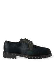 Formal Elegant Black Calf Fur Derby Shoes 2.060,00 € 8058696183080 | Planet-Deluxe