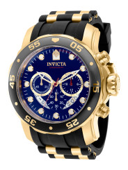 Schwarzes und goldenes Chronographen-Armbanduhr Invicta