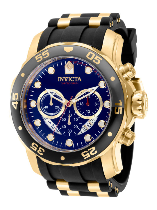 Schwarzes und goldenes Chronographen-Armbanduhr Invicta