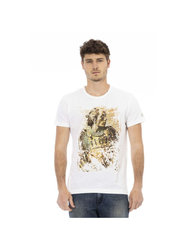 T-Shirts Elegant White Tee with Signature Print 120,00 € 2000051707772 | Planet-Deluxe