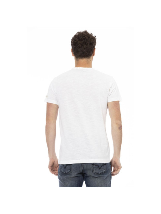 T-Shirts Elegant White Tee with Signature Print 120,00 € 2000051707772 | Planet-Deluxe