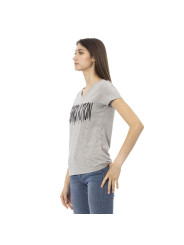Tops & T-Shirts Elegant Gray V-Neck Tee with Chic Print 120,00 € 2000051610669 | Planet-Deluxe