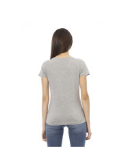 Tops & T-Shirts Elegant Gray V-Neck Tee with Chic Print 120,00 € 2000051610669 | Planet-Deluxe