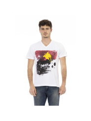 T-Shirts Elegant White V-Neck Tee with Front Print 120,00 € 2000051709394 | Planet-Deluxe